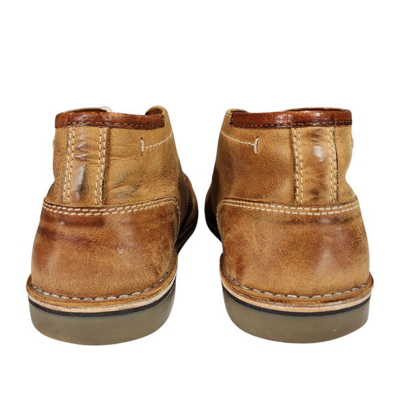 Steve Madden Chukka Boot sz 10 Men Hestonn 217 Tan Beige Leather Distressed Lace - Picture 5 of 11
